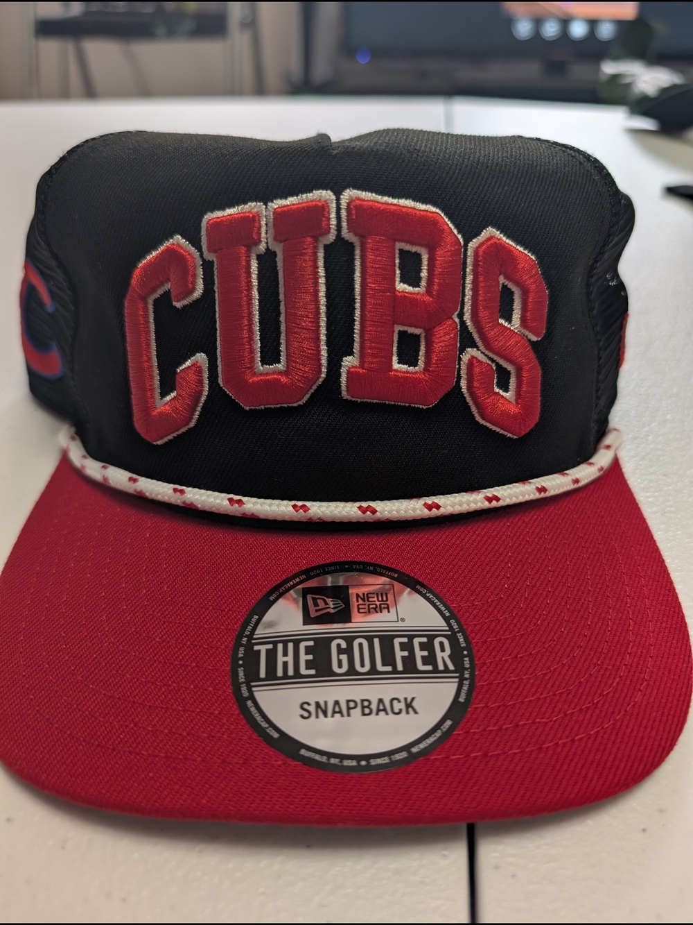 New Era Cubs Black and Red Snapback Hat